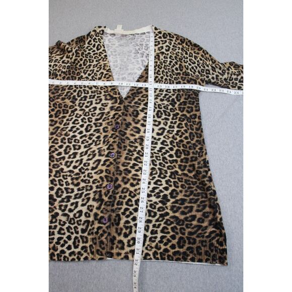 Chico's Cardigan Sweater Womens 2 (12/L) Leopard Tight Knit Button Front - Picture 6 of 7